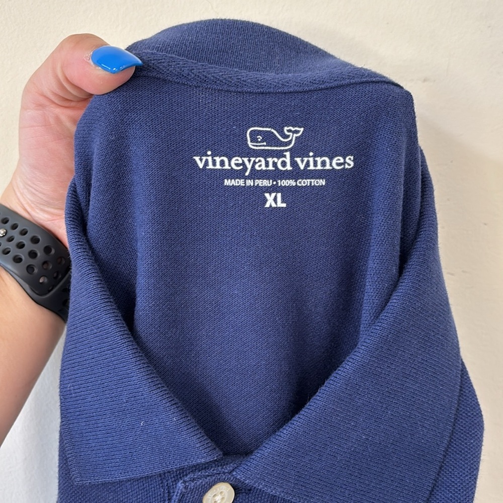 Vineyard Vines Heritage Pique Navy Long Sleeve Polo Size XL - Picture 7 of 7